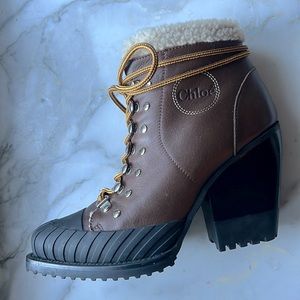 Chloe Brown and Black Ankle Boots